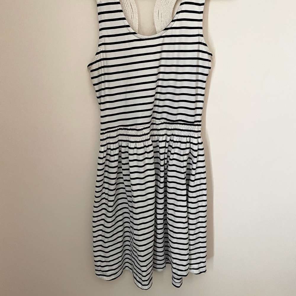 White and Navy Striped Dress